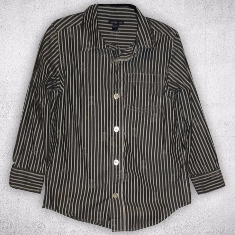 Boys Long Sleeve Button Down Shirt w/Skull Design